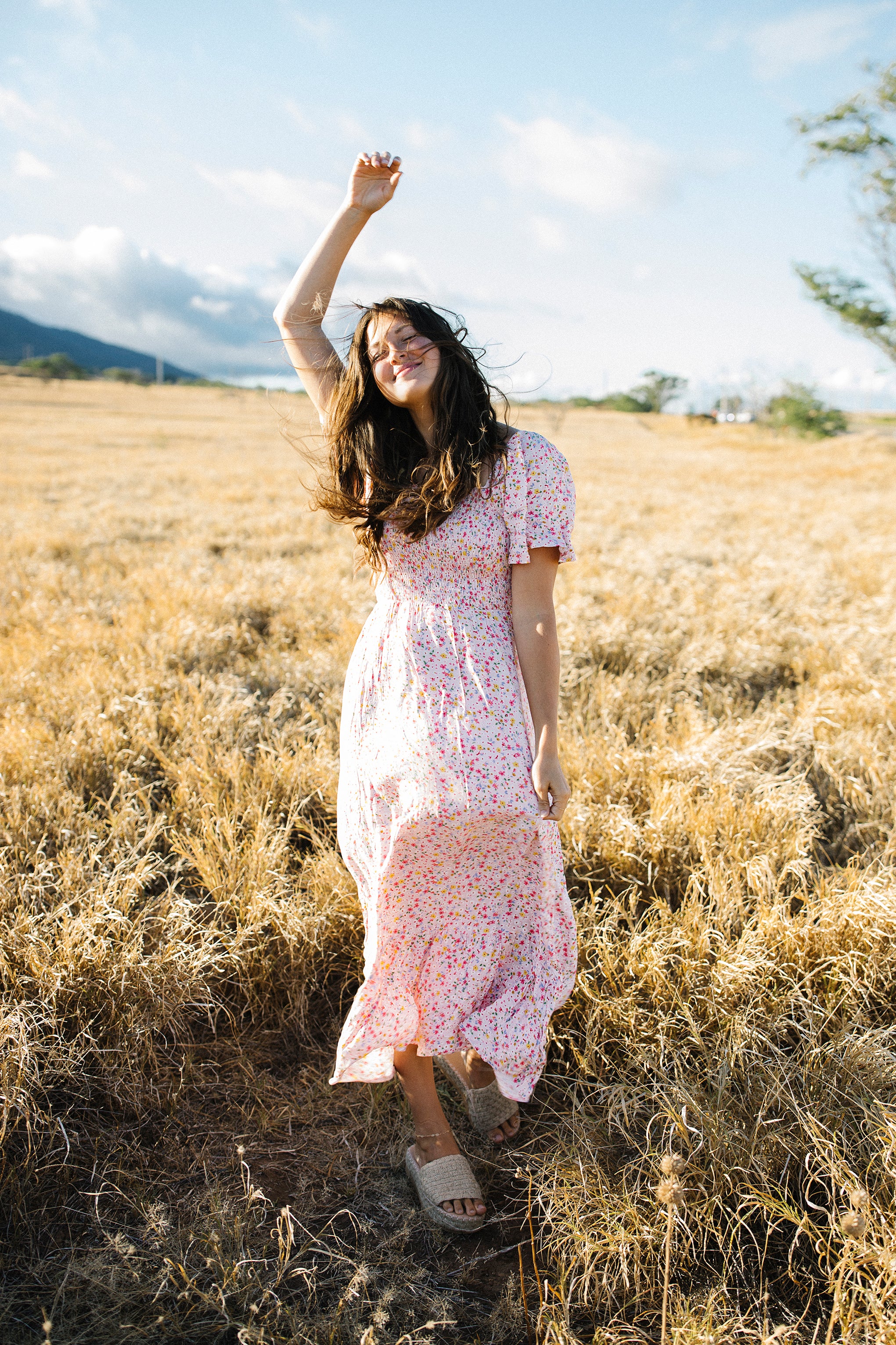 Rosie Smocked Floral Midi Dress