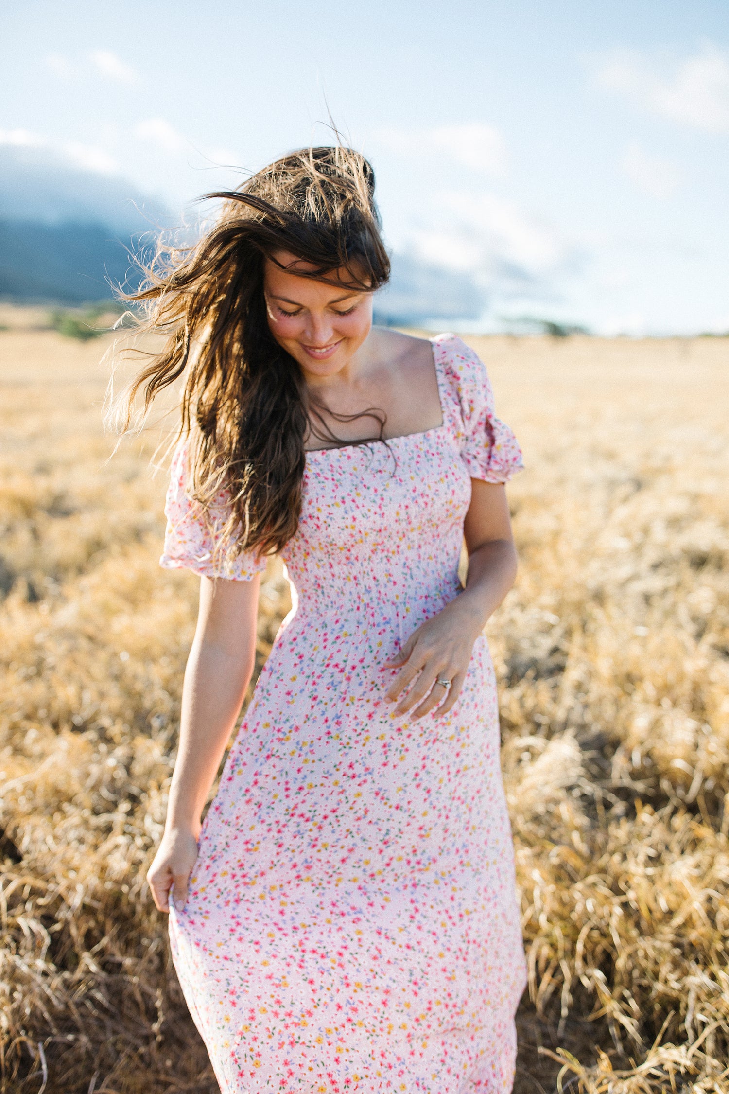 Rosie Smocked Floral Midi Dress