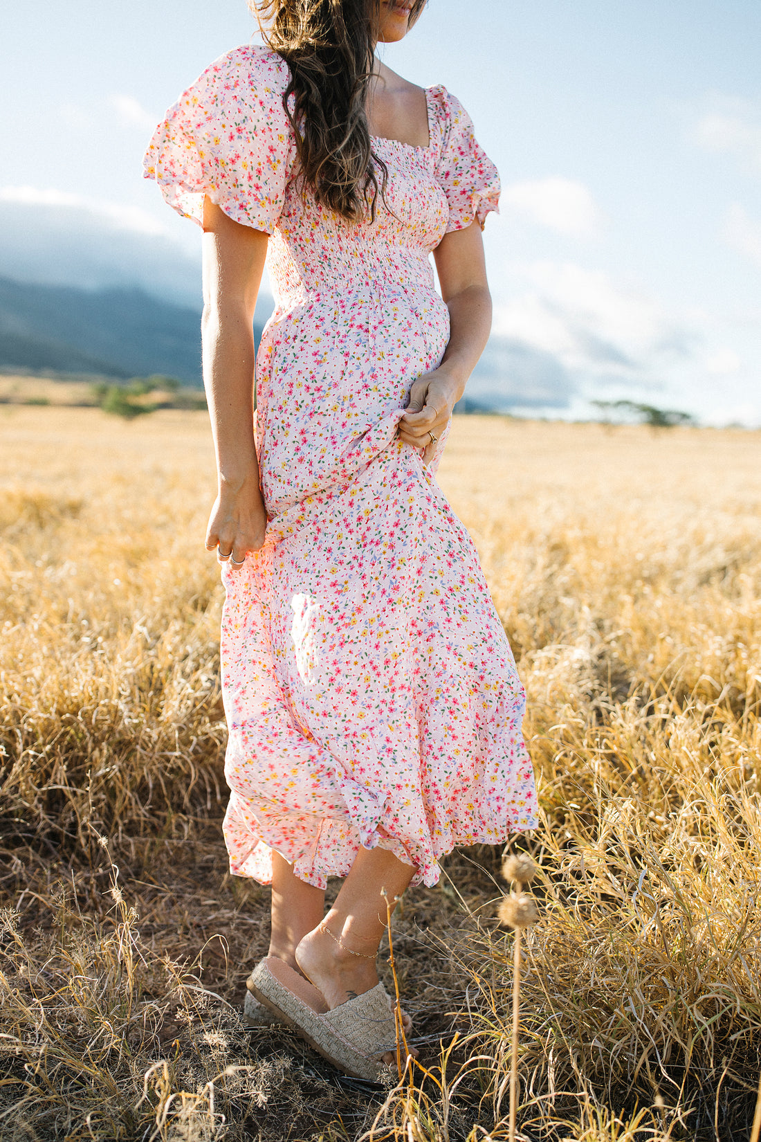 Rosie Smocked Floral Midi Dress