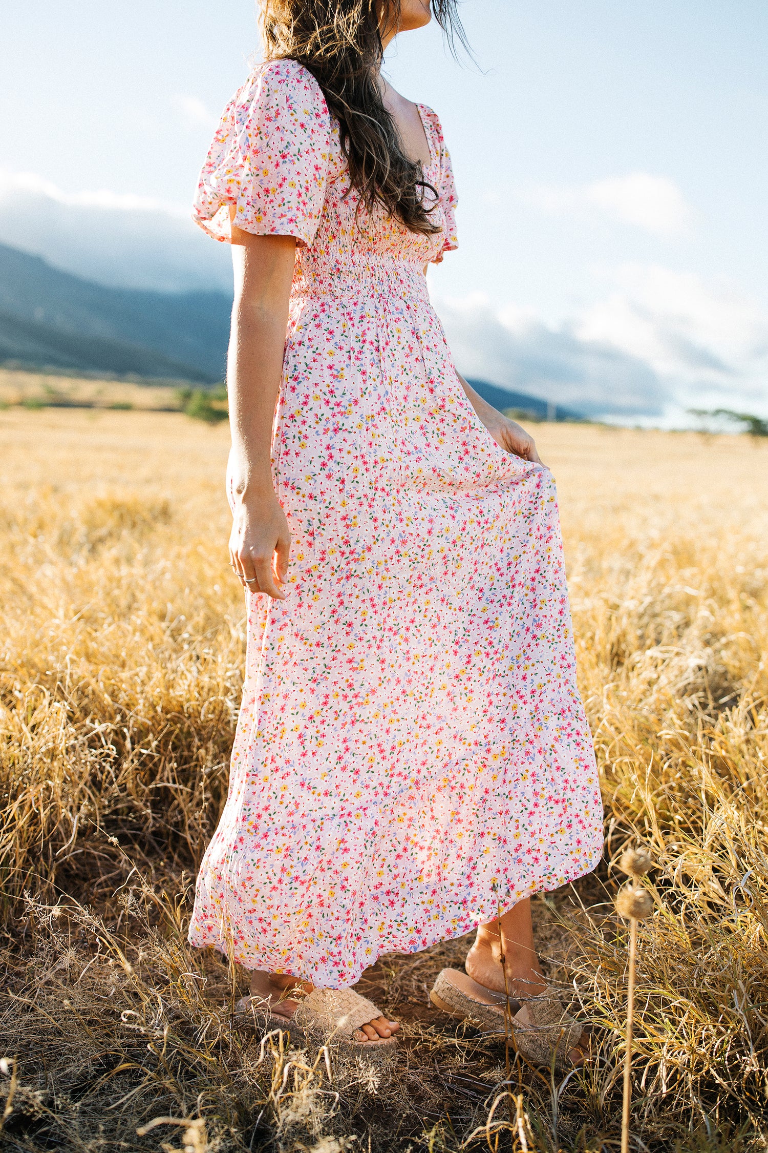 Rosie Smocked Floral Midi Dress