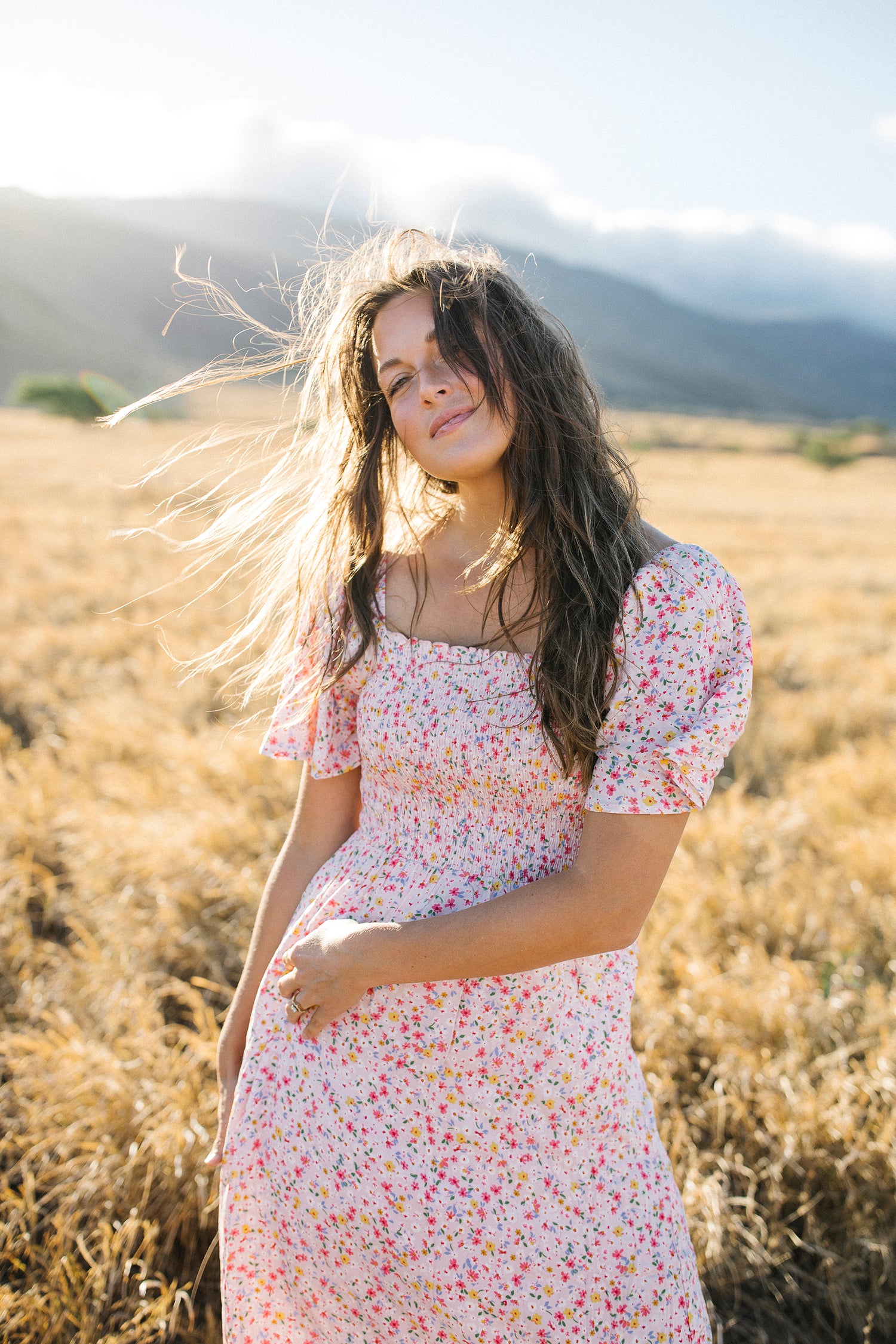 Rosie Smocked Floral Midi Dress