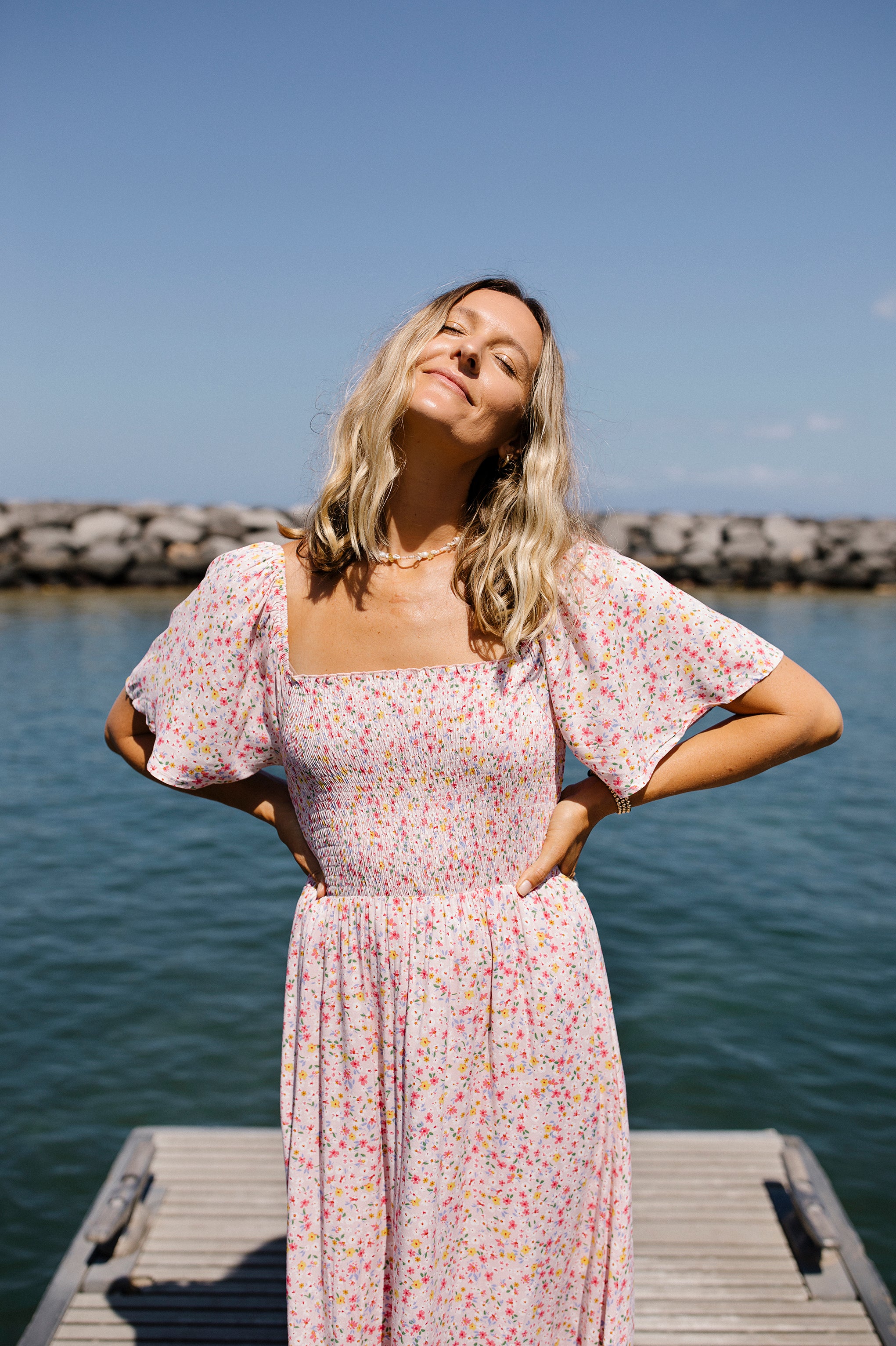 Rosie Smocked Floral Midi Dress