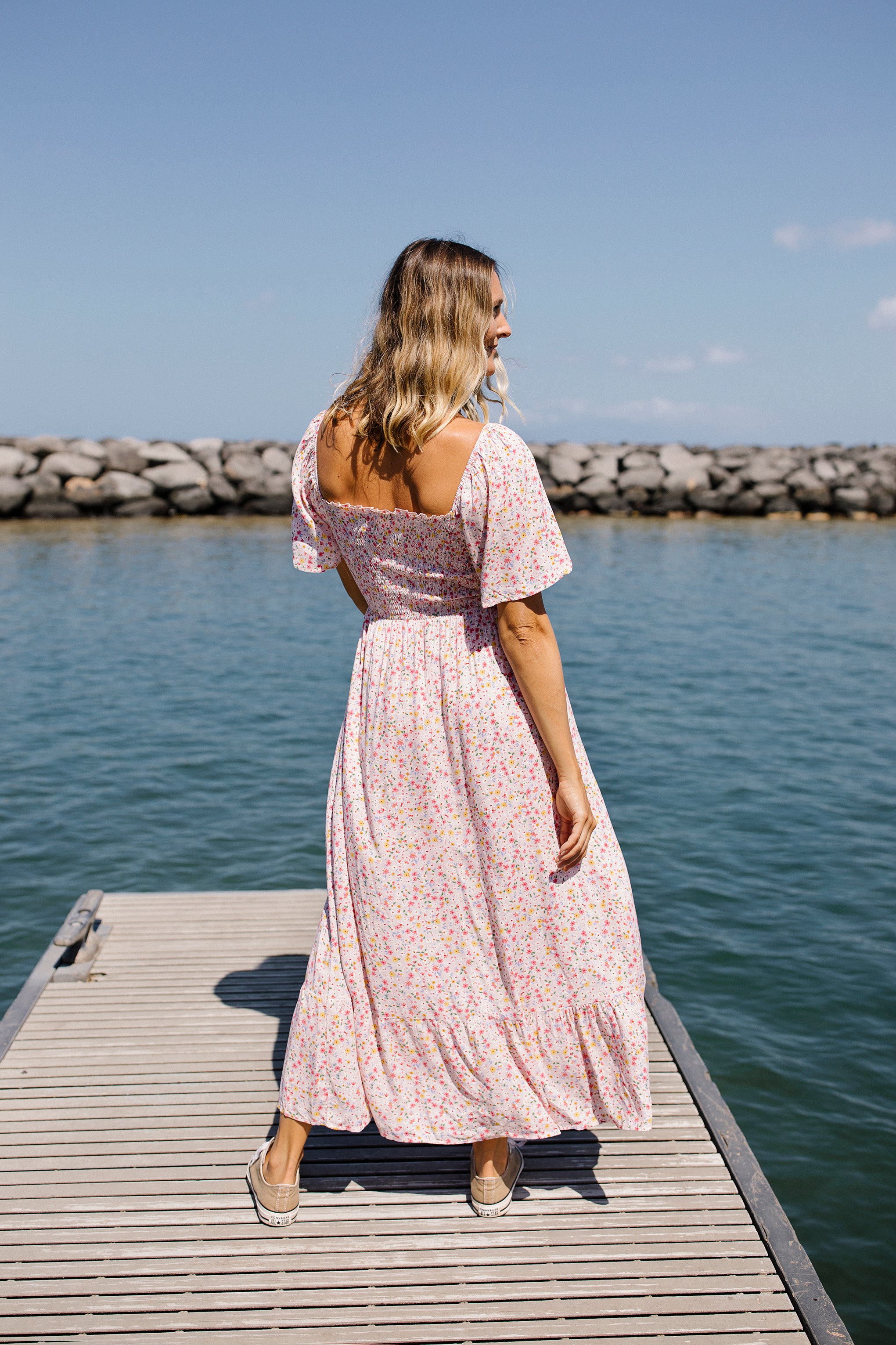 Rosie Smocked Floral Midi Dress